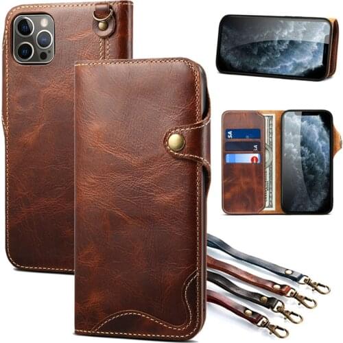 Real Leather for Apple iPhone 12 Mini Case Coque iPhone 11 Pro Max Case Retro Wallet for Etui iPhone 13 XR X XS Flip Cover 12Pro