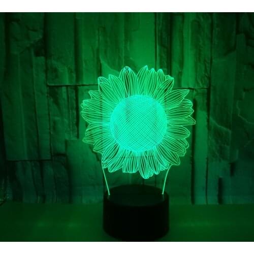 Colorful 3d Lamp Sunflower Touch Remote Control Desk Lamp 3d Nightlight Childrens room decoration 3D Lighting Table Lamp