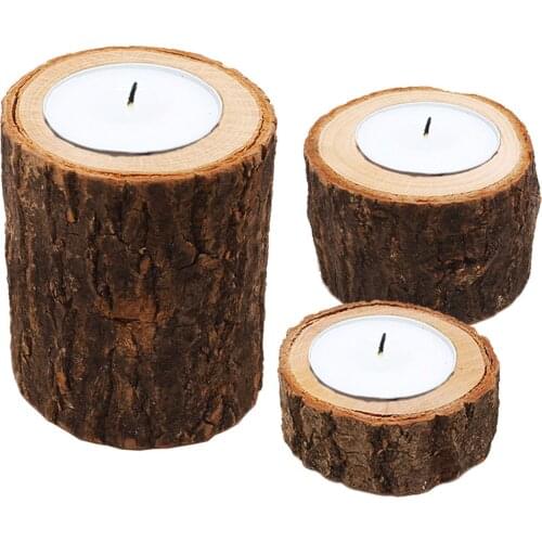 Wooden Bark Candlestick Candle Holders Stand 1Pcs Cactus Succulent Planter Flower Pot Rustic Wedding Party Home Decoration