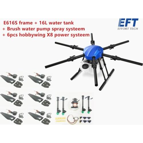 EFT E616S 16L Agricultural spray drone kit E616 616S 16KG folding X8 power system frame brushless water pump spraying