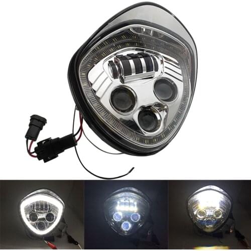 Motorcycle Headlight with White DRL Hi/Low Beam for Universal Motorcycles Victory Led Headlamp