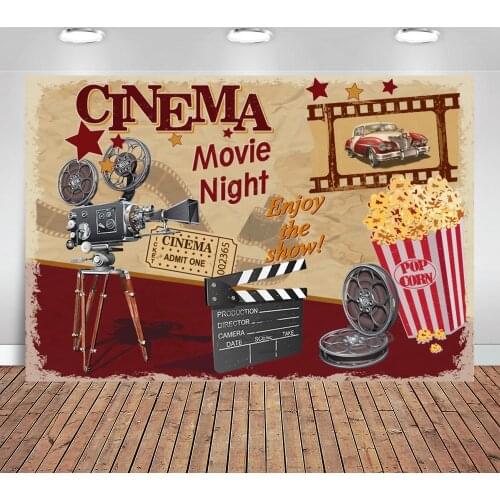 Movie Night Party Decoration Photography Background Cinema Vintage Theater Birthday Backdrop Photocall Photo Studio Vinyl