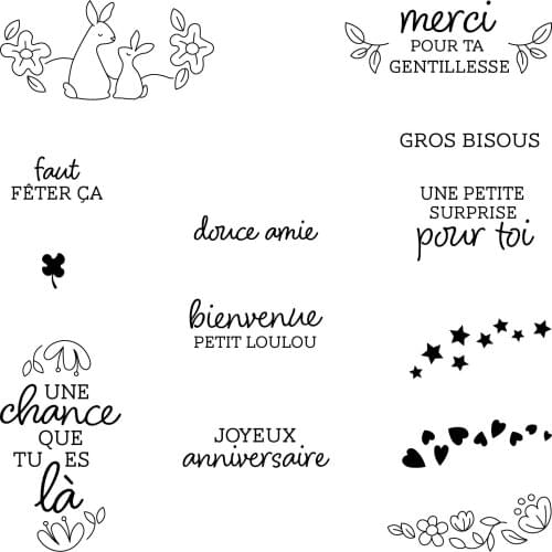 French 2021 3D New word Scrapbooking For Paper Making Birthday Embossing Frame Card Craft With clear Stamps Set