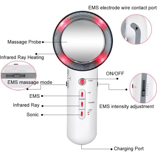 Galvanic Skin Infrared Therapy EMS Body Slimming Fat Burner Weight Loss Anti-wrinkle Anti Cellulite Facial Ultrasonic Massager