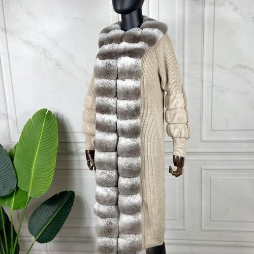 Cashmere Sweater Women Fur Cardigan 2021 New Autumn Winter Fashion Poncho Rex Rabbit Fur Trim