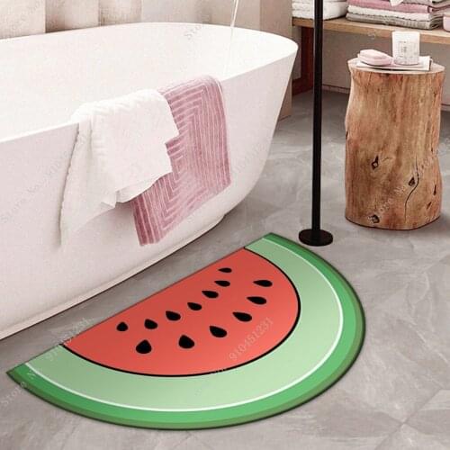 Soft Watermelon Flocking Rugs Kids Boys Bedoom Door Mat Entrance Hall Foot Carpet Bathroom Absorbent Non-Slip Toilet Floor Mats