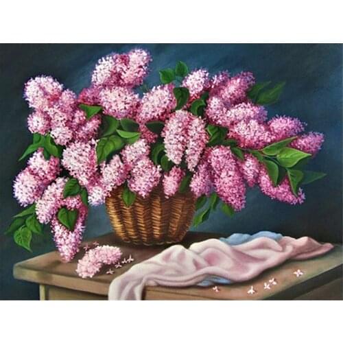 Diamond Painting Kit Clove Vase Wall Decor Embroidery Cross Stitch Lilac Flower Mosaic Floral Needlework Picture