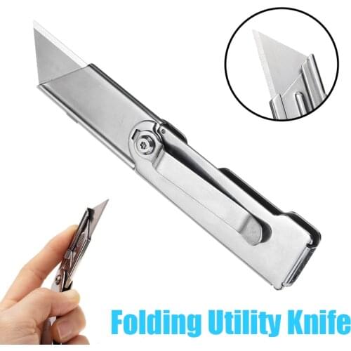 Folding Utility Knife Set Stainless steel Knife for Cutting Box Paper Quick-change Blade Knife Home Supplies