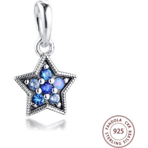Genuine 925 Sterling Silver Bright Star Charms Beads for Jewelry Making Fits Original Pandora Bracelet Berloques