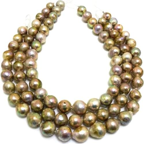 16 inches 12-16mm AA Natural Round Lavender Nucleated Large Baroque Pearl Loose Strand