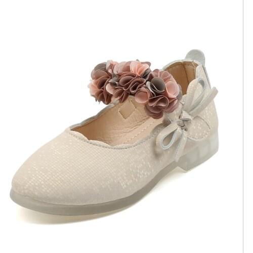 Girls Crystal Soft Bottom Baby Girls Floral Leather Dance Princess Shoes Sandals Cute Comfortable Girls Shoes Solid Soft Shoes