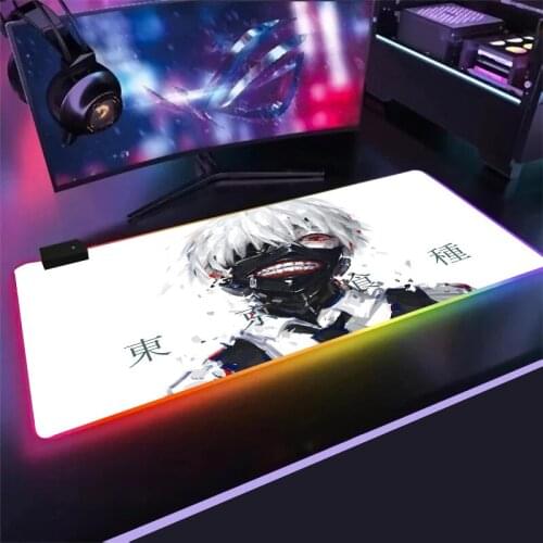 Tokyo Ghoul Large LED Light RGB Waterproof Gaming Mouse Pad USB Wired Gamer Anime Mousepad Mice Mat 7 Colors led mouse pad mat