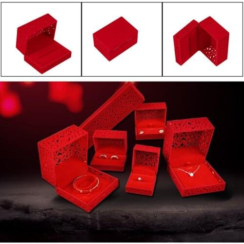 1pc Velvet Jewelry Storage Organizer Box Engagement Ring Earrings Necklace Bracelet Display Gift Box Holder for Weeding Gift