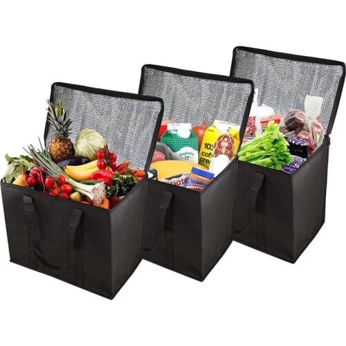 Extra Large Food Delivery Bags Portable Insulated Grocery Bag Reuseable Thermal Tote Transport Cooler For Hot Cold Groceries