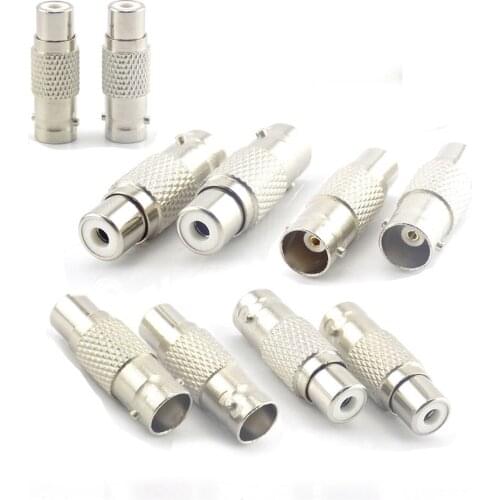 10Pcs BNC Connectors Female to RCA Female Plug Jack Female Bnc To RCA Connector Adapters for Cctv Camera Audio Video