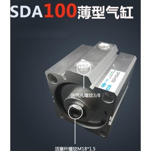 SDA100*60-S Free shipping 100mm Bore 60mm Stroke Compact Air Cylinders SDA100X60-S Dual Action Air Pneumatic Cylinder