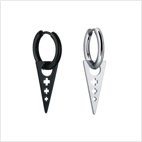 Punk Style Earrings for Men Women Titanium Steel Triangle Stud Earrings Statement Jewelry Hoop Piercing Cross Ear Stud
