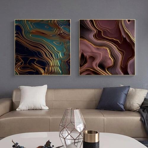 Nordic Abstract Red Green Water Ripples Wall Art Canvas Painting Poster Modern Phnom Penh Line Print Picture Living Room Decor