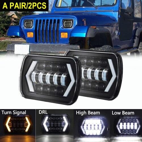 Pair 5x7" 7x6 LED Headlight Hi/Lo DRL Beam for Ford E-100 E-150 E-250 E-350 Econoline Jeep TOYOTA PICKUP TRUCK Freightliner FL50