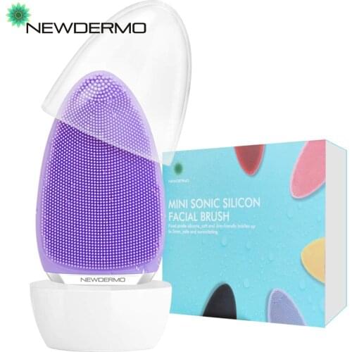 NEWDERMO Ultrasonic Electric Facial Cleansing Brush 2 Modes & 7 levels Gentle Exfoliating Pore Cleaner Massage IPX7 Waterproof