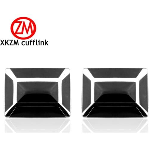XKZM Jewelry French shirt cufflink for mens brand Black roof Enamel Cuff link Luxury Wedding Button silvery High Quality