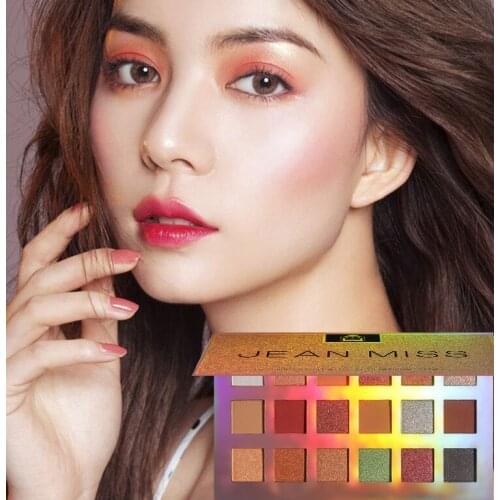 JEAN MISS 18 Color Matte Glitter Eyeshadow Palette Eye Makeup Long Lasting Waterproof Shimmer Pearlescent Eye Shadow TSLM2