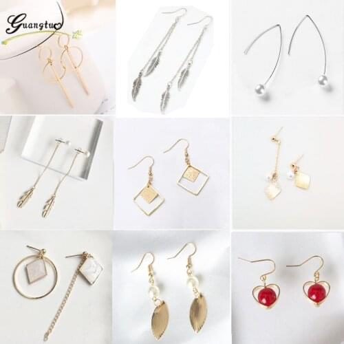 2019 New Fashion Drop Earrings For Women Jewelry Geometry Simlated Pearl Shell Leaf Feather Dangle Earring Bijoux Brincos