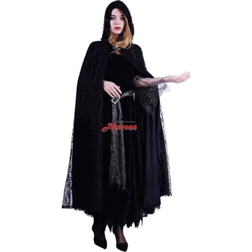 Cosplay Women Witch Devil Vampire Black Cloak Party Carnival Halloween Costumes
