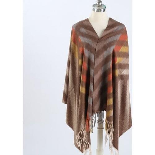 2021autumn and winter womens thickened cashmere scarfEuropean and American long tassel warm shawl color matching cashmere scarf