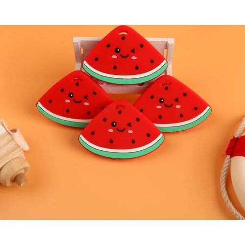 Kovict 1pcs Silicone Teether Cartoon Watermelon Food Grade Silicone Pendants DIY Pacifier Chain Accessories Baby Molar Toys