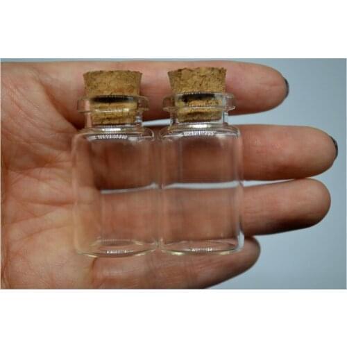 10pcs/lot 22*40*12.5mm Capacity 7ml Glass Bottle jars With Cork Small Transparent Mini Empty Glass Vials pendants cases for show