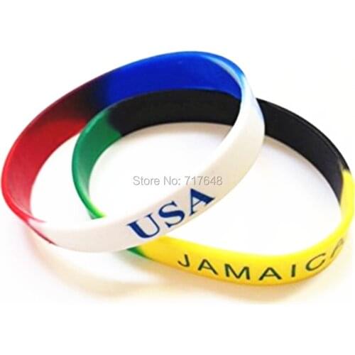 300pcs USA Jamaica wristband silicone bracelets free shipping by FEDEX