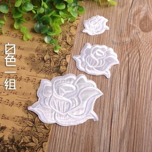 50pcs/lot Large Small Rose Flower Embroidery Patch Curtain Clothing Decoration Sewing Accessory Diy Iron Heat Transfer Applique