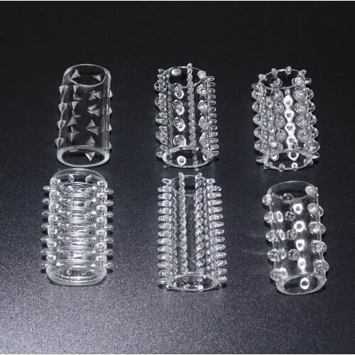 6 piece a Package Male Clear Silicone Lock Sperm Durable Penis Sleeve Cock Ring Adult Sex Product Toys