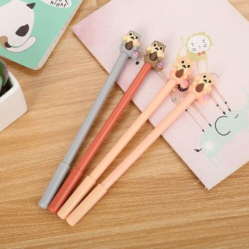 60PCS/SET Creative Cartoon Squirrel Neutral Pen Cute Learning Stationery Silicone Head Water Signature Liquid Gel Pen