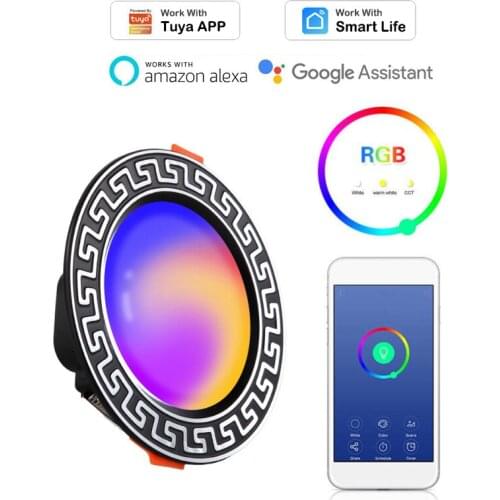 6W 10W Wifi Smart Downlight Dimmable RGBCW LED Recessed Ceiling Light for Tuya Smartlife Control Work with Alexa Google Home