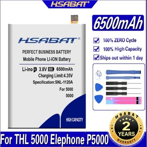 HSABAT Top brand 6500mAh Battery for THL 5000 THL5000 Elephone P5000 DEXP Ixion XL5" ML5 Batteries