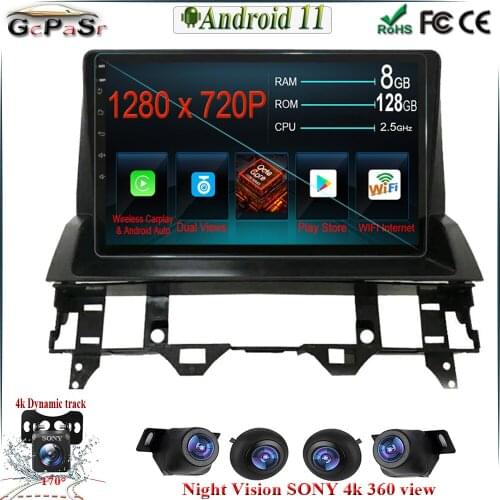 1280*720 IPS Screen Car Multimedia Player For Mazda 6 2002 2003 2004 2005 2006 2007 2008 android 11 360 camera android auto