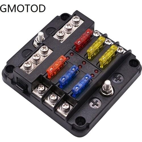 Car refitted safety box 6 way inserting type universal belt LED lamp screw connection set 1 enters 6 outputs fuse tape