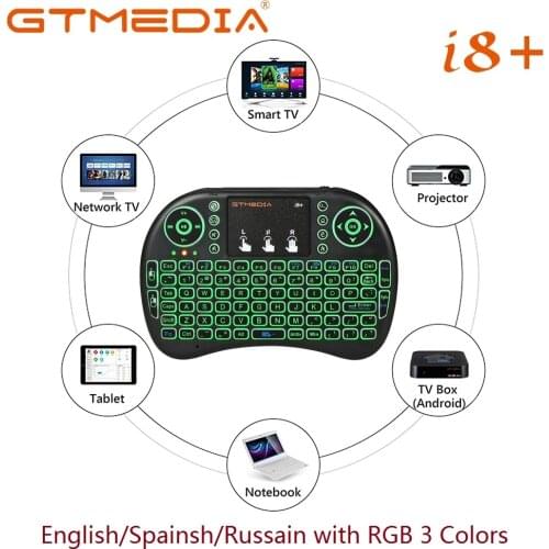 GTMEDIA i8+ Wireless Keyboard 2.4ghz Russian English 3 colour Air Mouse With Touchpad Remote Control Keyboard For Android TV BOX