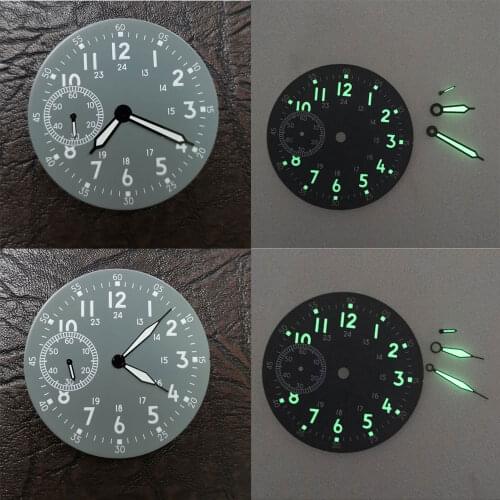 39mm Gray Watch Dial+Hands Fit For ETA 6497 ST 3600 Hand Winding Movement For Manual Watch