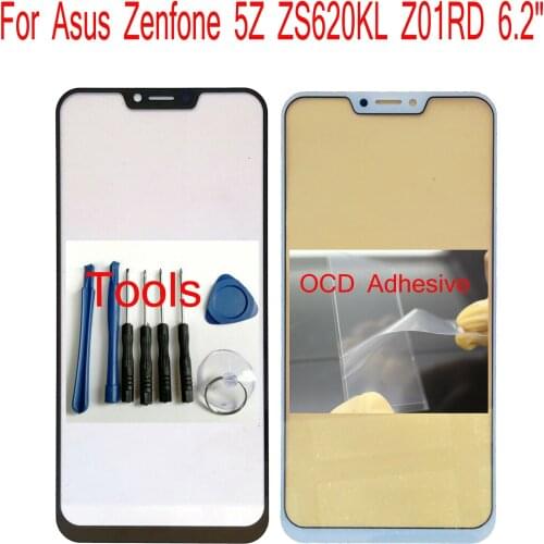 For Asus Zenfone 5Z ZS620KL Z01RD 6.2" Outer Front Screen Glass Lens + OCA Tools