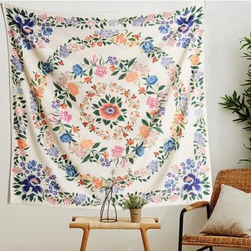Mandala Floral Tapestry Bohemia Psychedelic Flower Garland Wall Tapestry Boho India Hippie Home Decor Wall Cloth Tapestries