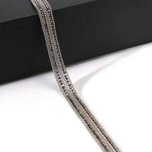 Hotfix Rock Diamond Crystal Ribbon Trimming 2Yard/Lot 13mm Width Rhinestone Chain Tape Fabric Applique Banding for Accessories
