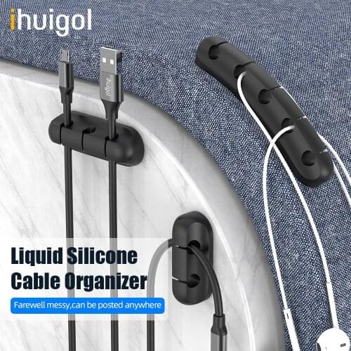 Ihuigol Cable Organizer For Earphone Headset Mouse Cable Storage Management Clips Silicone Wire Winder Holder In Home Office Car