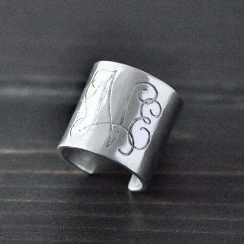 Engraved Monogram ring engraved ring custom 3 letters engraved ring alloy jewelry unique jewelry for father mother friend