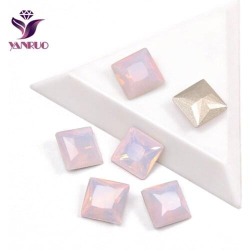 YANRUO 4447 All Sizes Rose Water Opal Princess Square Stones For Crafts Rhinestone Embellishment Needlework