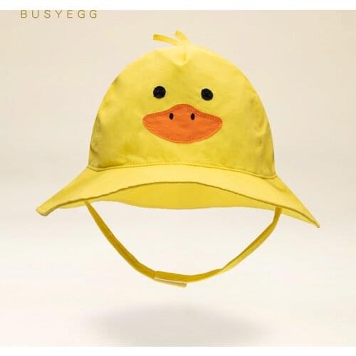 Summer cartoon yellow duck baby girls caps bonnet adjustable beach accessories baby boys hats toddler panama children casquette