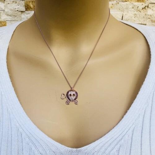 Honey Pumpkin 925 Sterling Silver Necklace Women Girls Gift Jewelry Accessories Fashion Handmade Elegant Chain