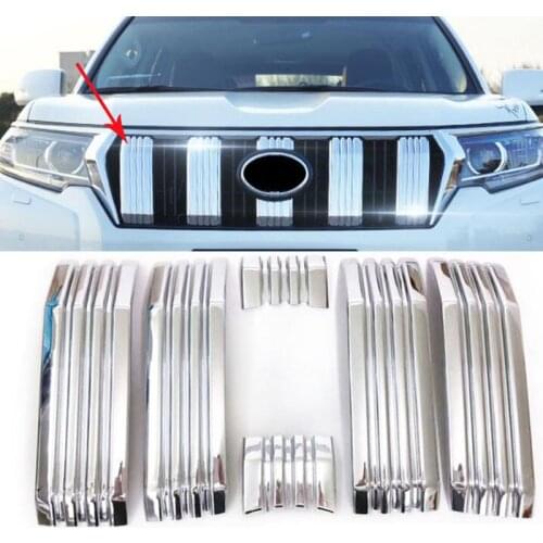 Car modeling 6pc/set For Toyota Land Cruiser Prado FJ150 2018 Chrome Front center grille grill cover trim